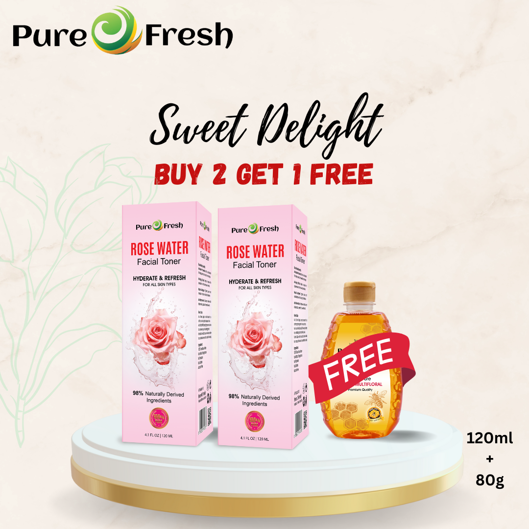 Buy 2 Rose Water Spray 120ml & Get Honey 80g FREE (Pack of 2)